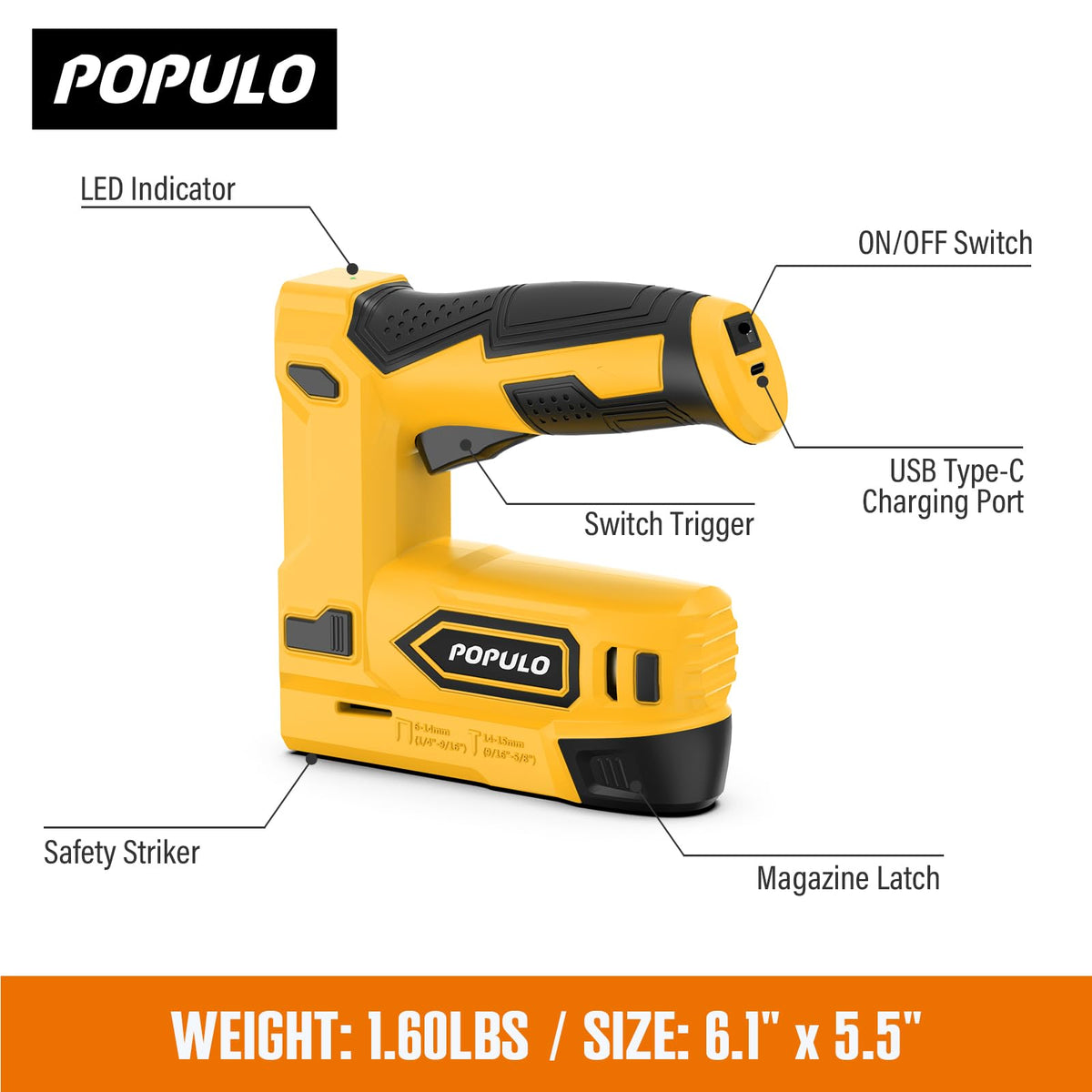 POPULO kit includes staples and nails for immediate projects