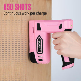 POPULO pink cordless stapler battery pack demonstrates wireless convenience and quick charging