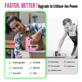 POPULO pink cordless stapler loading magazine shows easy bottom loading