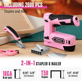 POPULO pink cordless stapler side view highlighting compact, lightweight form