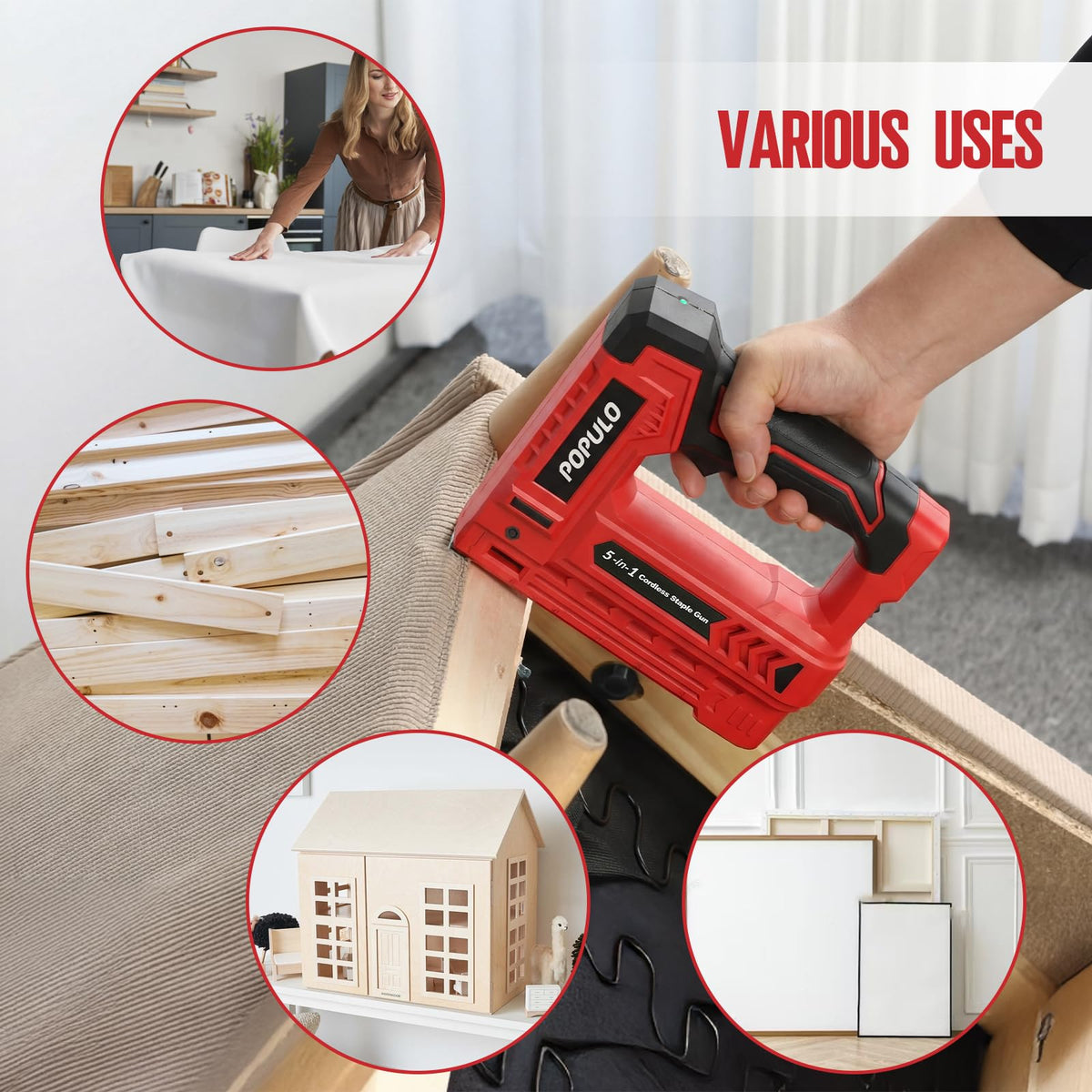 Populo safety design with LED indicator supports confident operation at home.