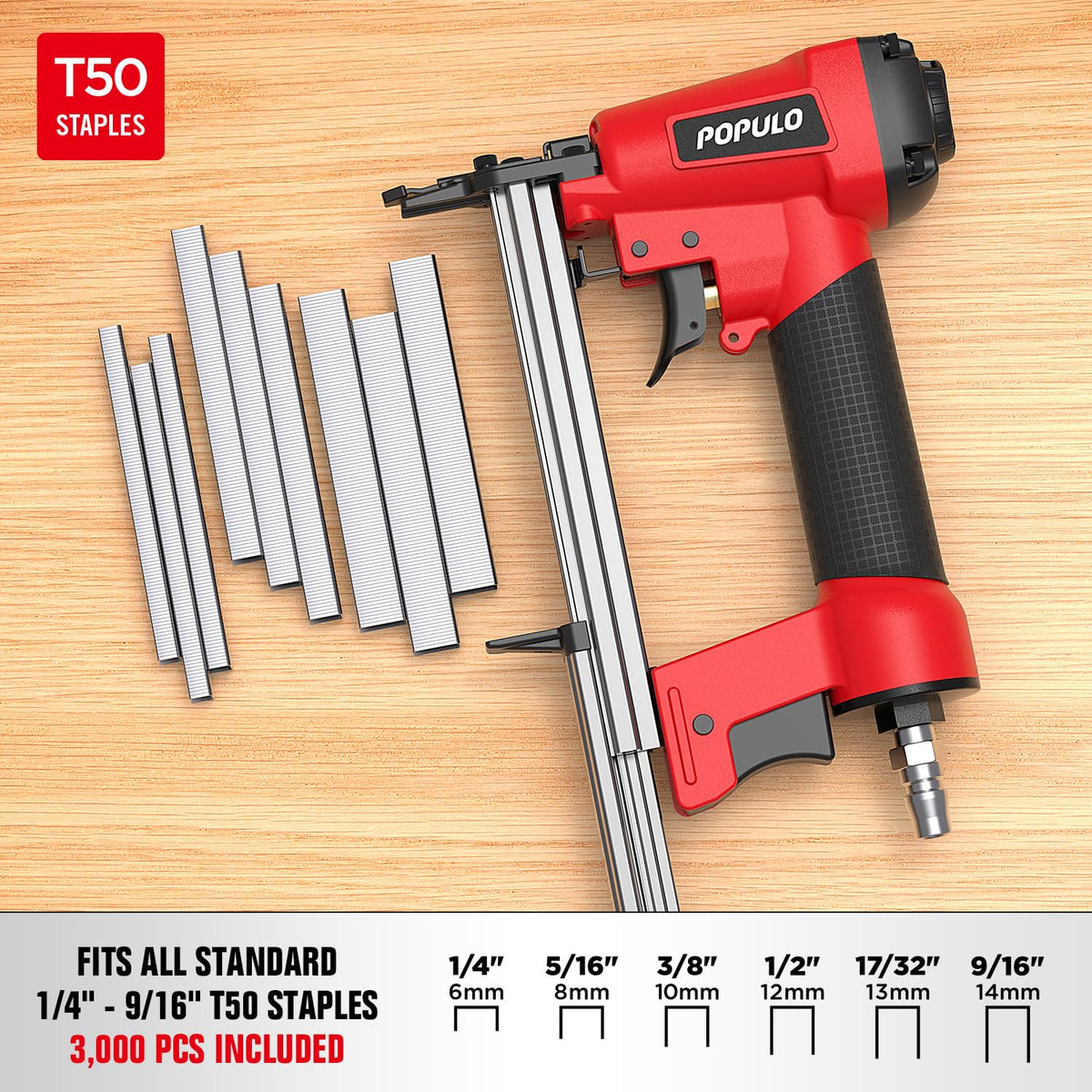 POPULO staple gun with 3000 staples ready for quick upholstery work