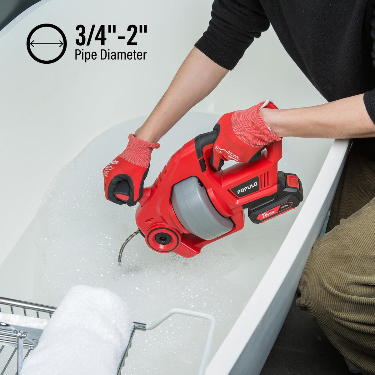 POPULO storage bag and gloves keep tools organized and ready.