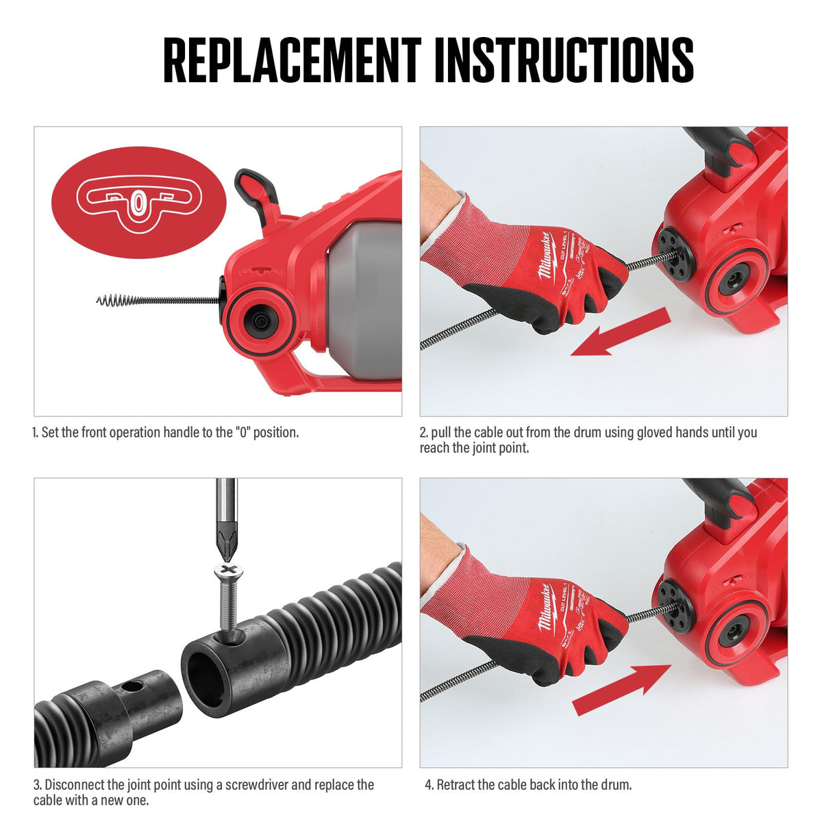 POPULO versatile drain snake usable as manual or replacement cable.