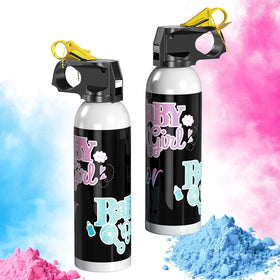 Popuparty blue gender reveal blaster releasing colored powder for a dramatic outdoor moment.