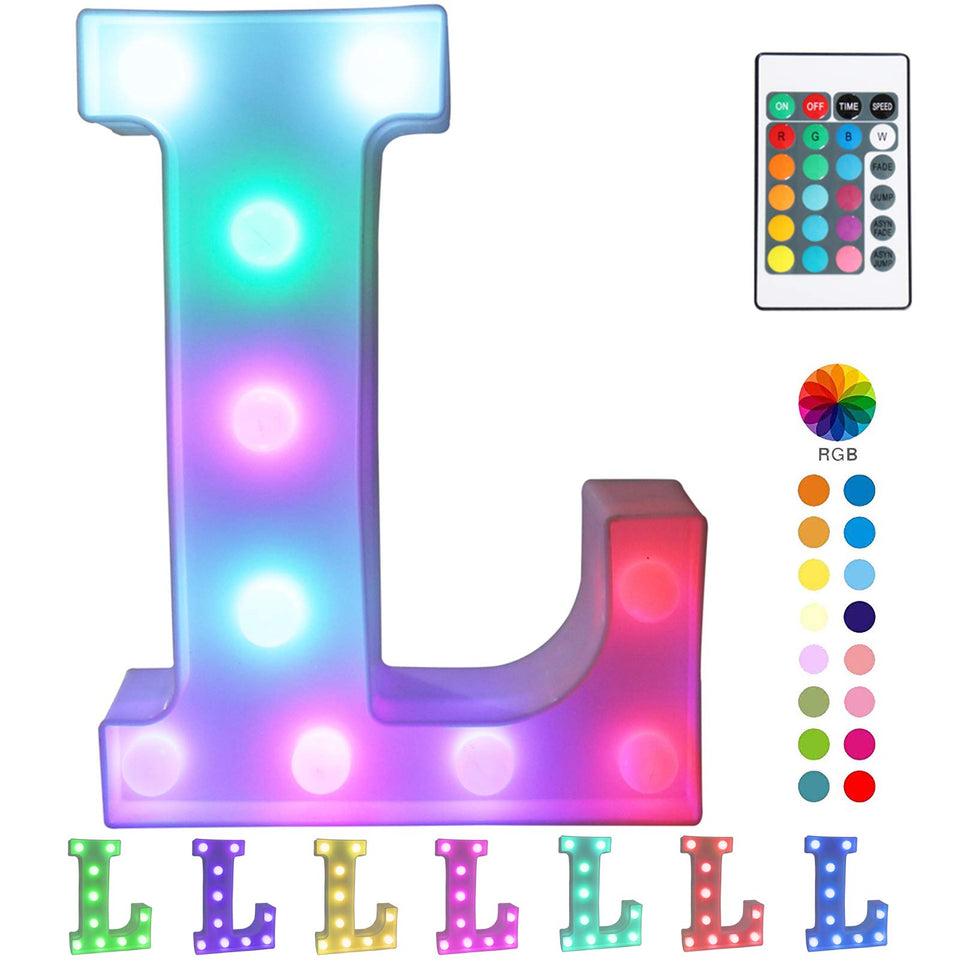 Pooqla colorful marquee letters with remote for vibrant party lighting.