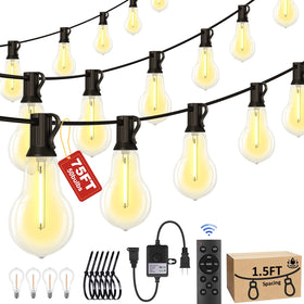 Porbench 75ft outdoor string lights with 50+4 bulbs create vibrant garden ambiance.