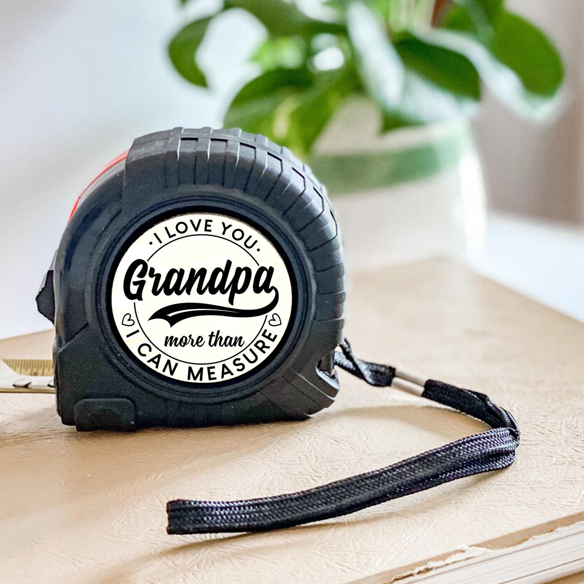PORSWISH grandpa measuring tape wood print design enhances a classic workshop look.