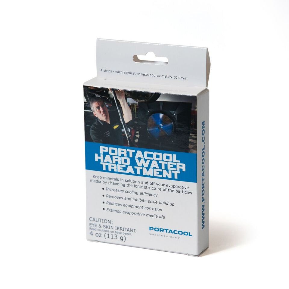 Portacool hard water treatment strip reduces mineral buildup to extend evaporative cooler life.