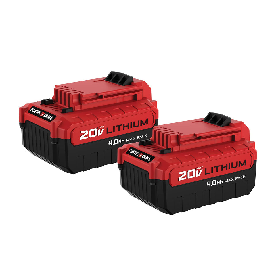 PORTER-CABLE 20V MAX 4.0Ah battery pack — front view, extended runtime