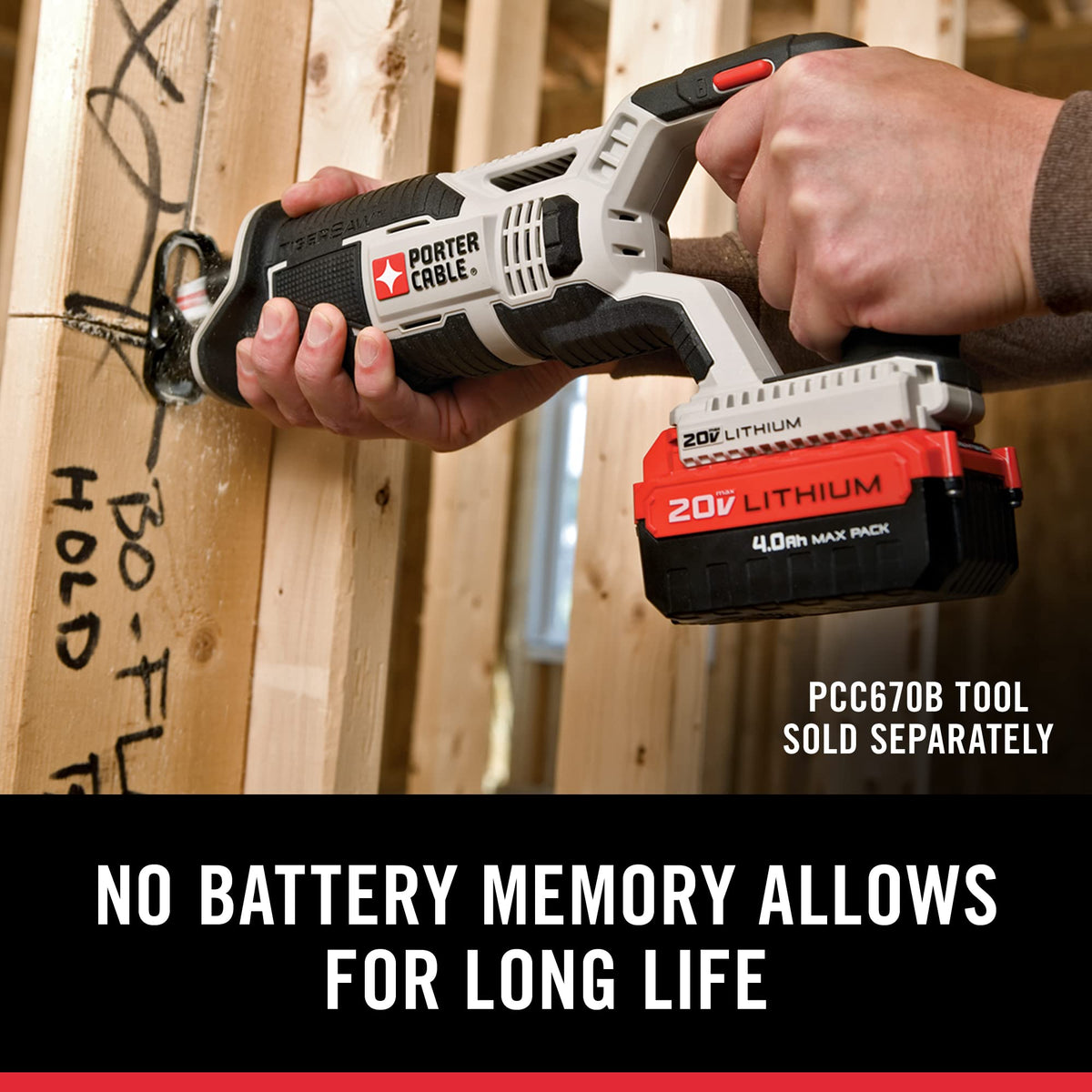 PORTER-CABLE 20V MAX 4.0Ah battery pack in use