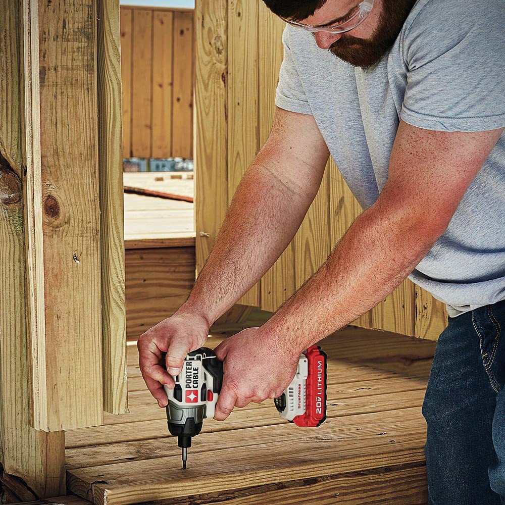 PORTER-CABLE 20V MAX in use for heavy fastening tasks.
