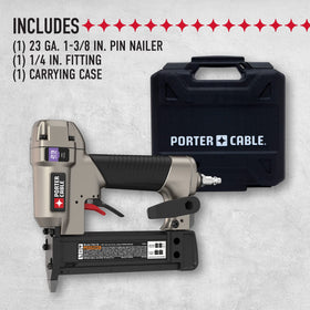 Porter-Cable pin nailer with 1-3/8-inch nails for precise trim work