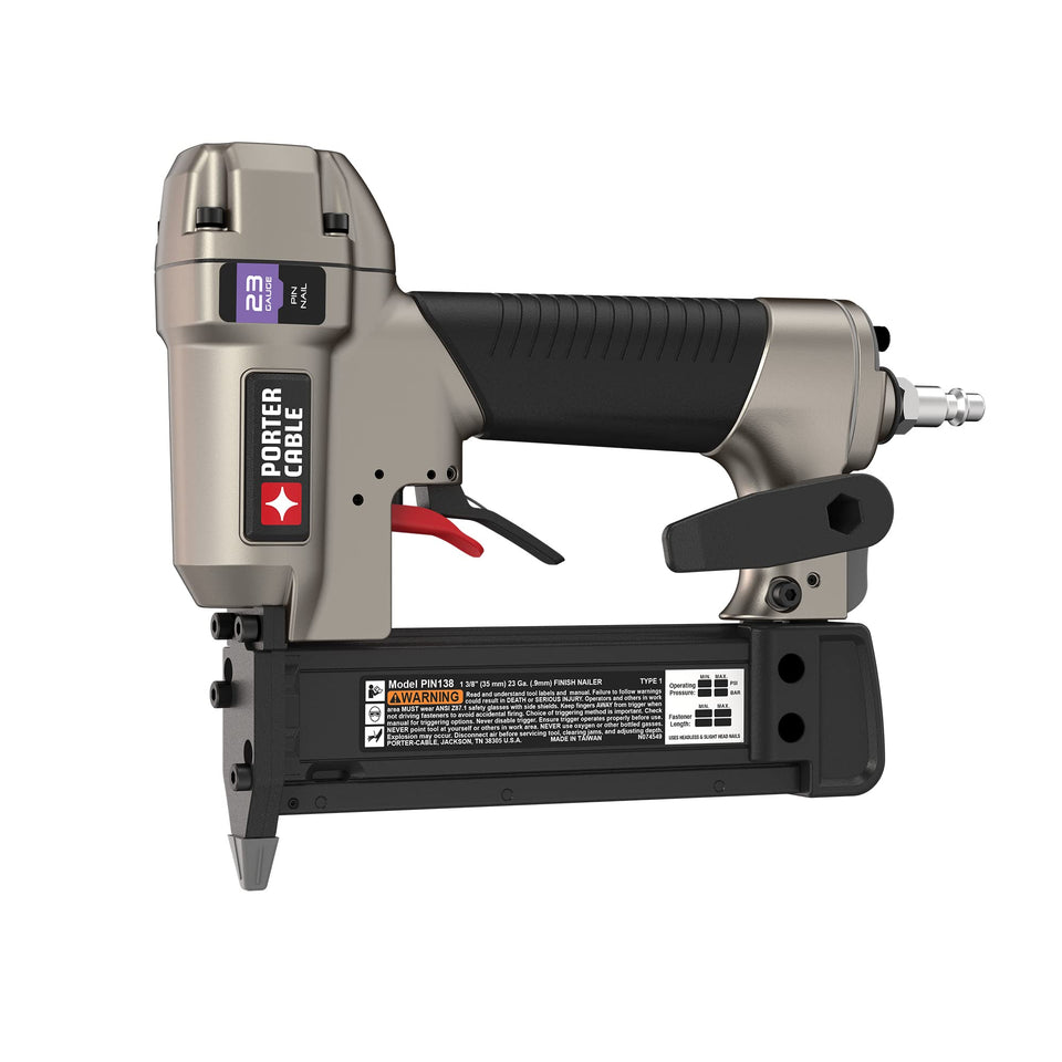 Porter-Cable pin nailer body with lightweight aluminum for all-day comfort