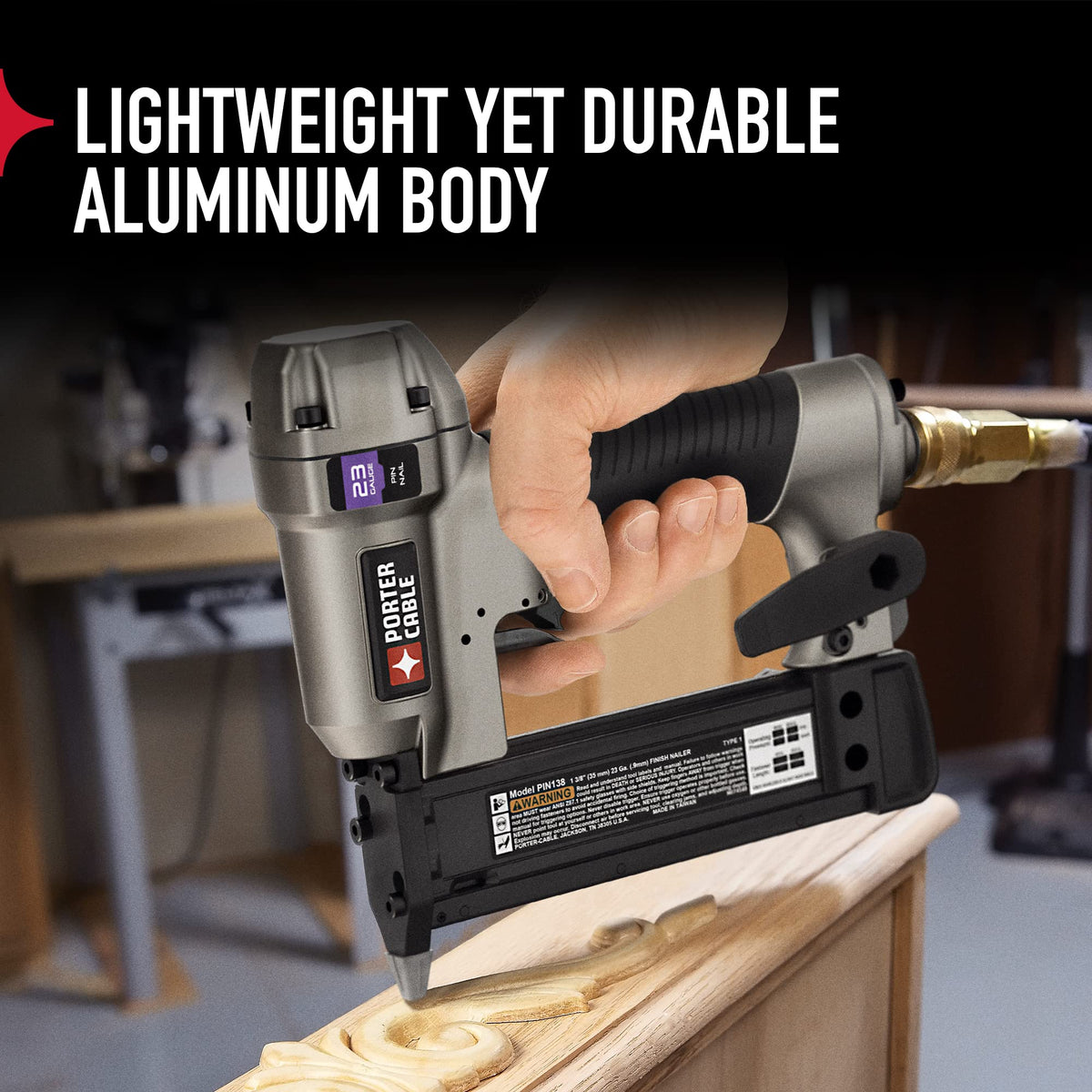 Porter-Cable pin nailer non-marring nose tip protecting surfaces