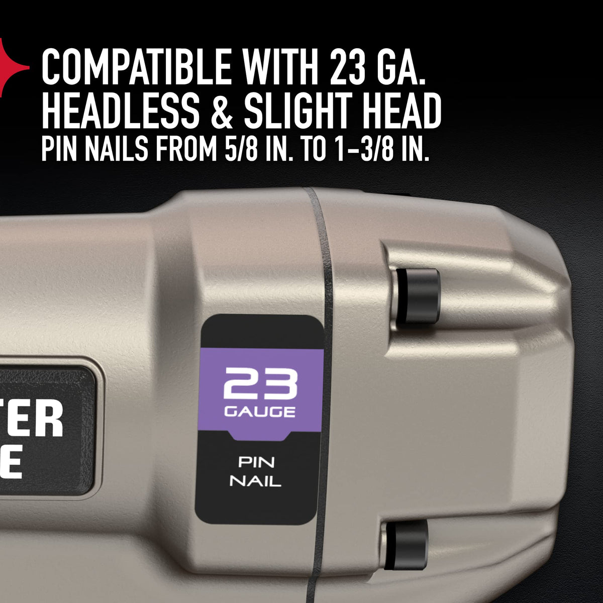 Porter-Cable pin nailer side-load magazine for quick reloading