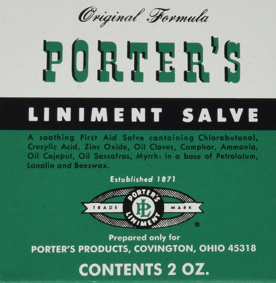 Porter's Liniment Salve 2-count bottle front view for everyday use