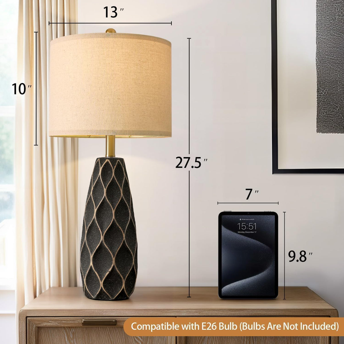 PORTRES ceramic table lamp pair brightening a bedroom nightstand setup