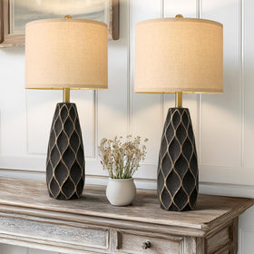 PORTRES black finish lamp adds timeless farmhouse-modern contrast