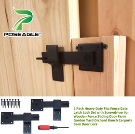 POSEAGLE door-latch-installation view shows simple mounting for barns and fences.