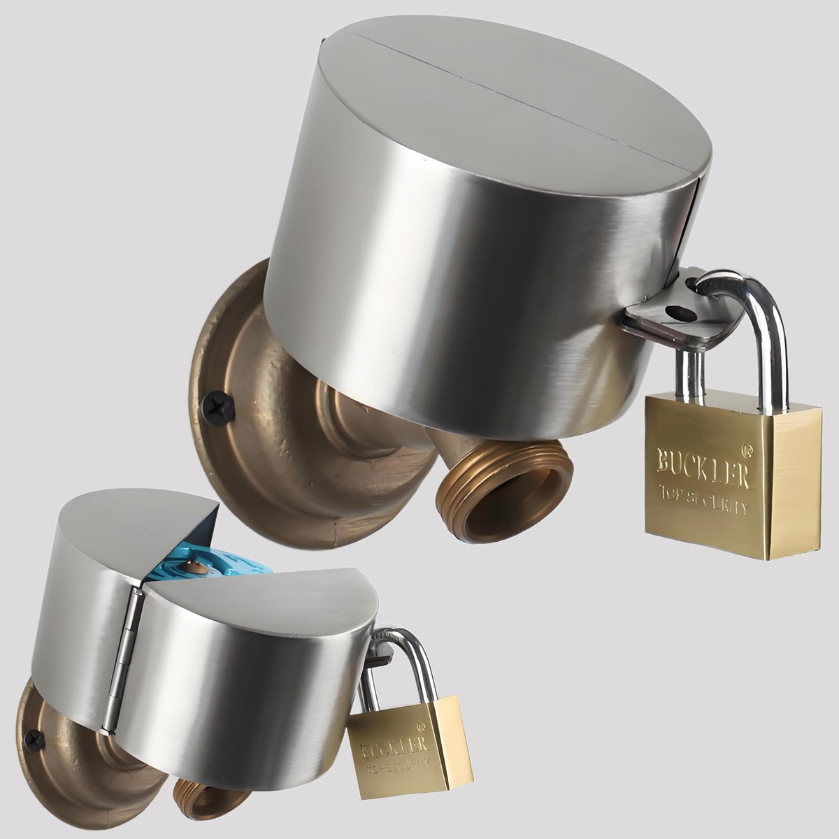 Stainless steel lock kit resists corrosion for long-lasting faucet security.