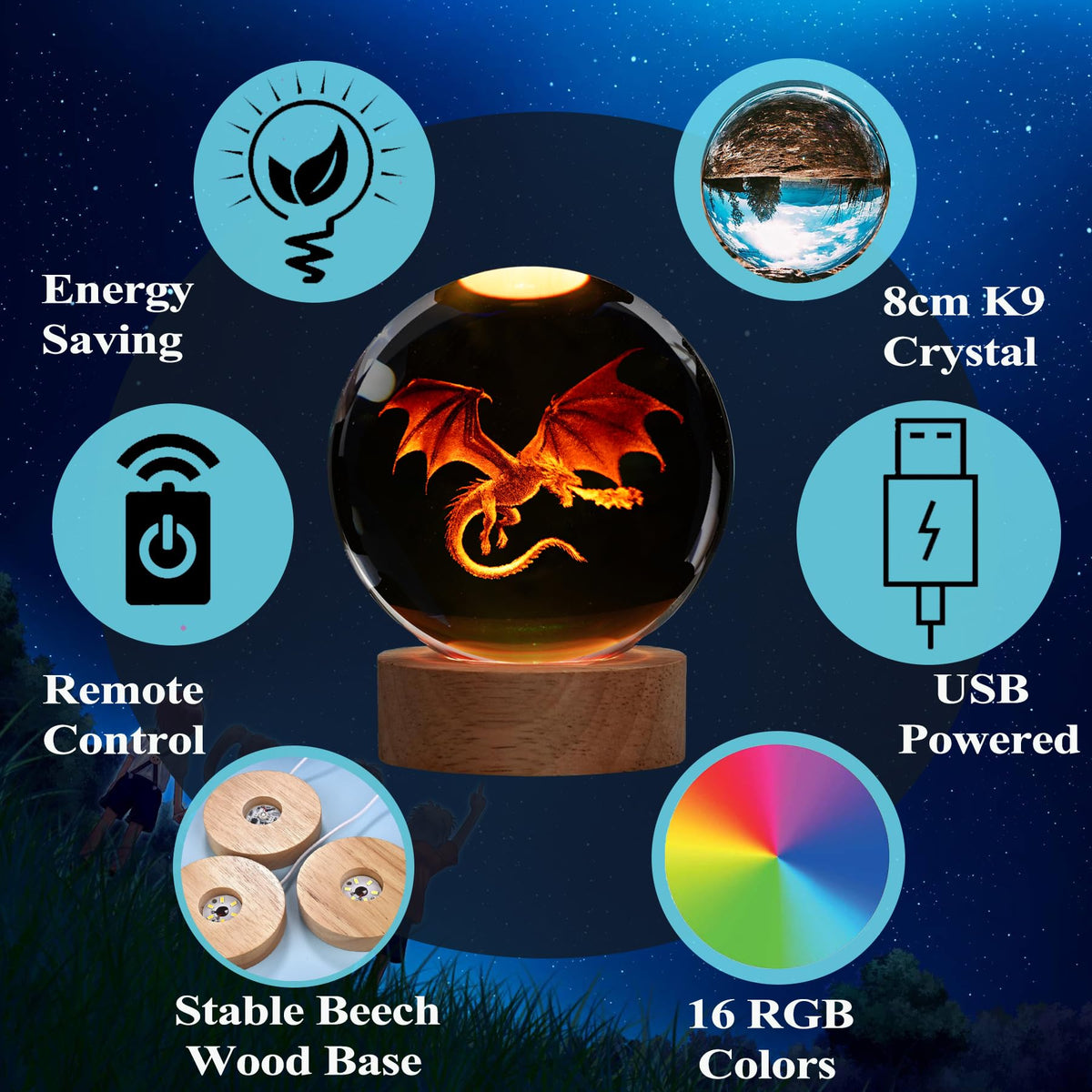 POSSHE Dragon Night Light provides warm ambient glow for cozy spaces