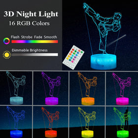 POSSHE Karate night light 3D acrylic panel creates bold karate scene when illuminated