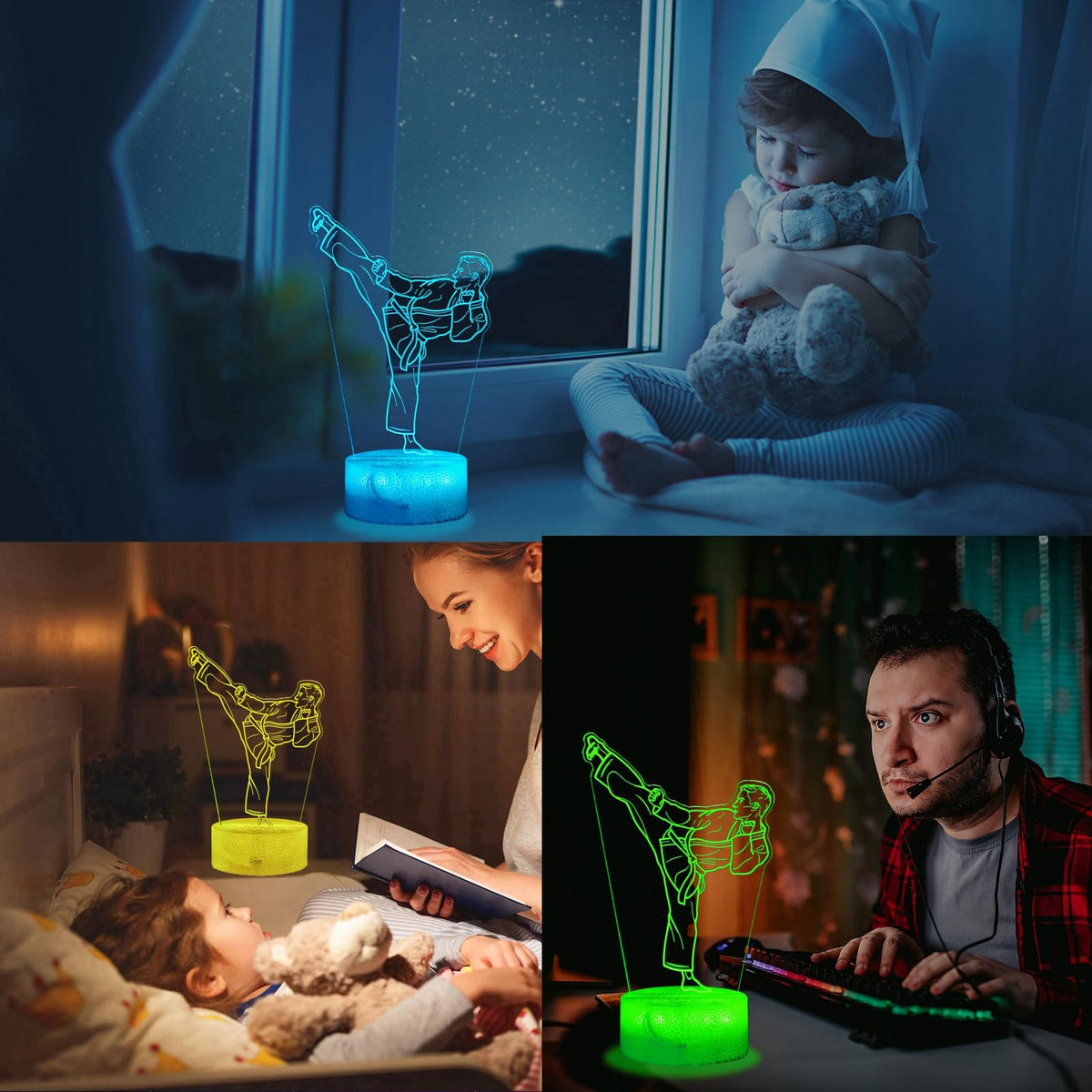 POSSHE Karate night light bedroom decor adds fun and safe ambiance