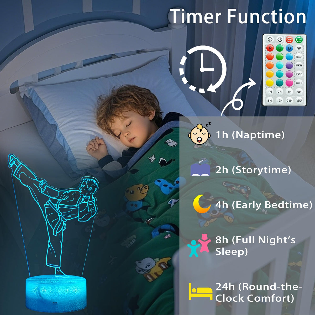 POSSHE Karate night light fade mode delivers gentle color transitions for calm nights