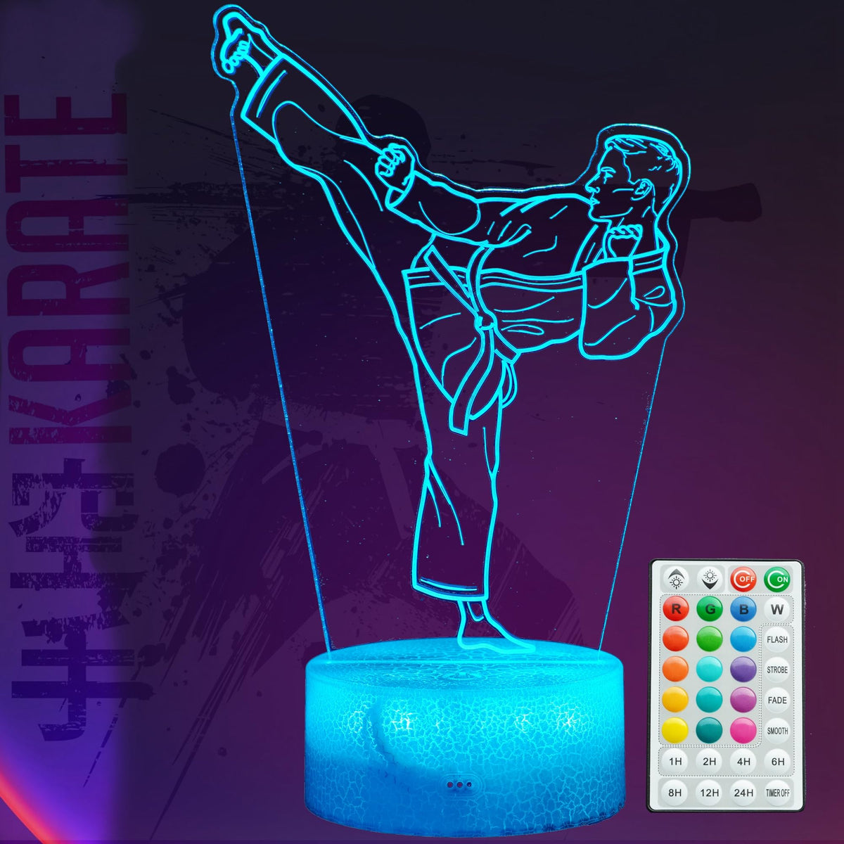 POSSHE Karate night light illusion casts vivid 3D karate imagery for kids' rooms