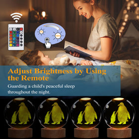POSSHE Penguin Night Light remote controller enables easy color changes.