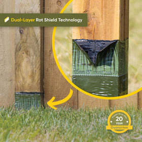 Postsaver Pro-Wrap works with concrete post settings for reliable anchoring.