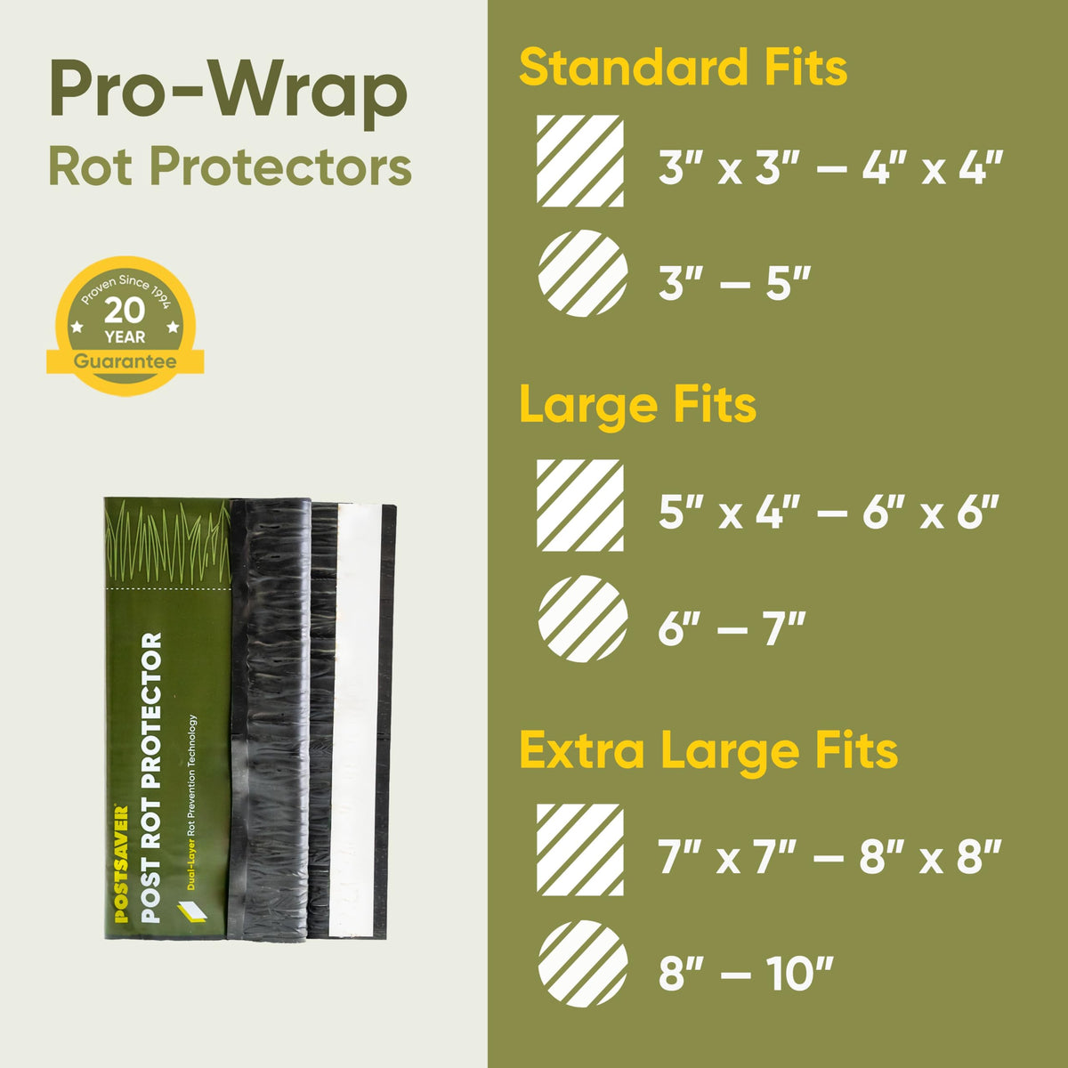 Postsaver Pro-Wrap dual-layer protection seals moisture from timber.