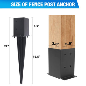 POSTYBAY lower spike driven into soil provides solid post foundation.