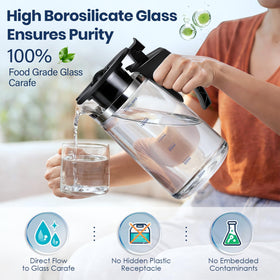 Potchen borosilicate glass carafe preserves crisp flavor and resists odors.