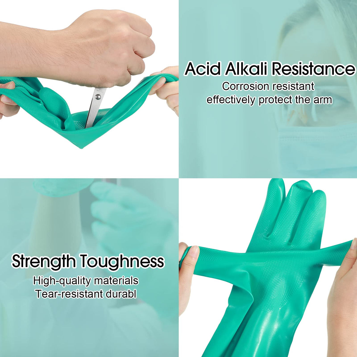 Potchen chemical resistant nitrile gloves guard wrists against splashes