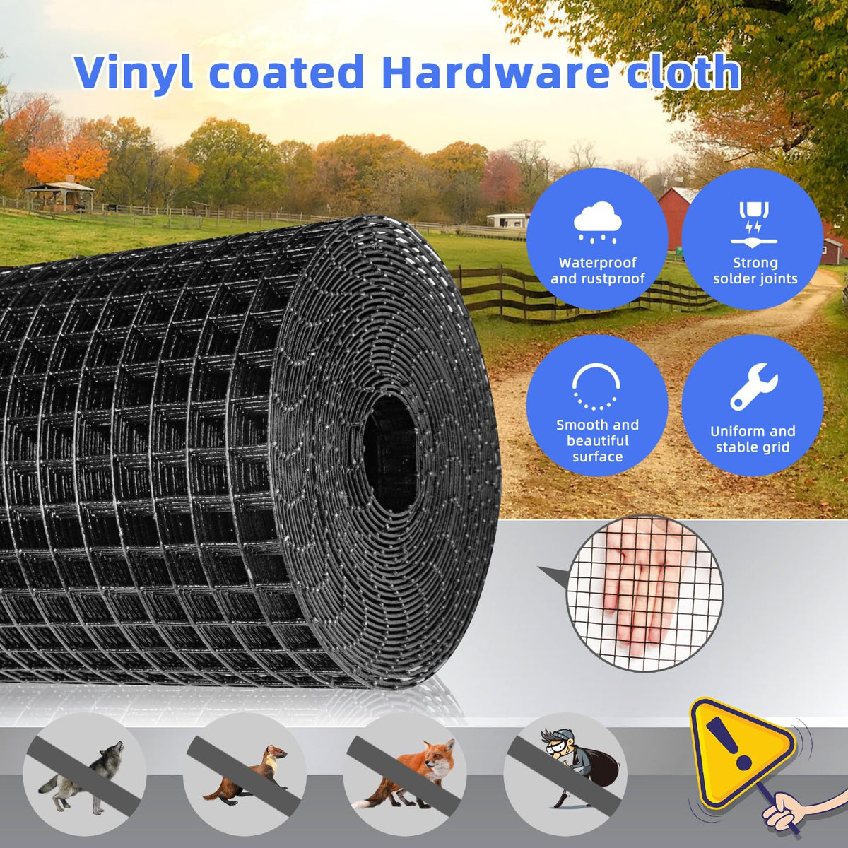 Potnet black hardware cloth versatile for garden and pet DIY projects