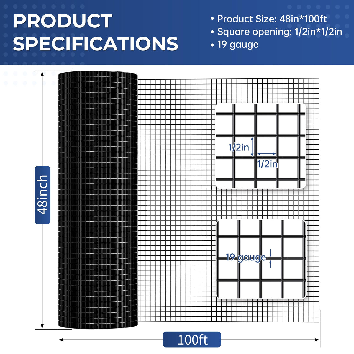 Potnet black hardware cloth with snake-proof design for coops and poultry containment