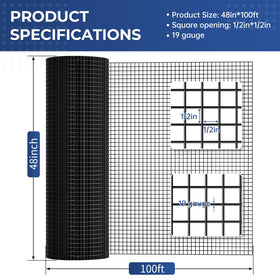 Potnet black hardware cloth with snake-proof design for coops and poultry containment