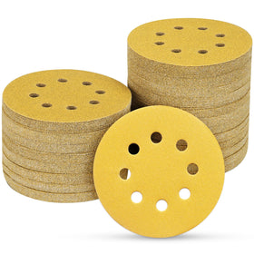POTUINOM 100pcs 5-inch 8-hole sanding discs for fast dust removal and even finishes