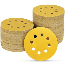 POTUINOM 100pcs 5-inch 8-hole discs pack for versatile smoothing projects.