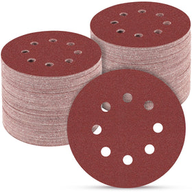 POTUINOM 165-pcs sanding discs with 8-hole dust removal for cleaner sanding.