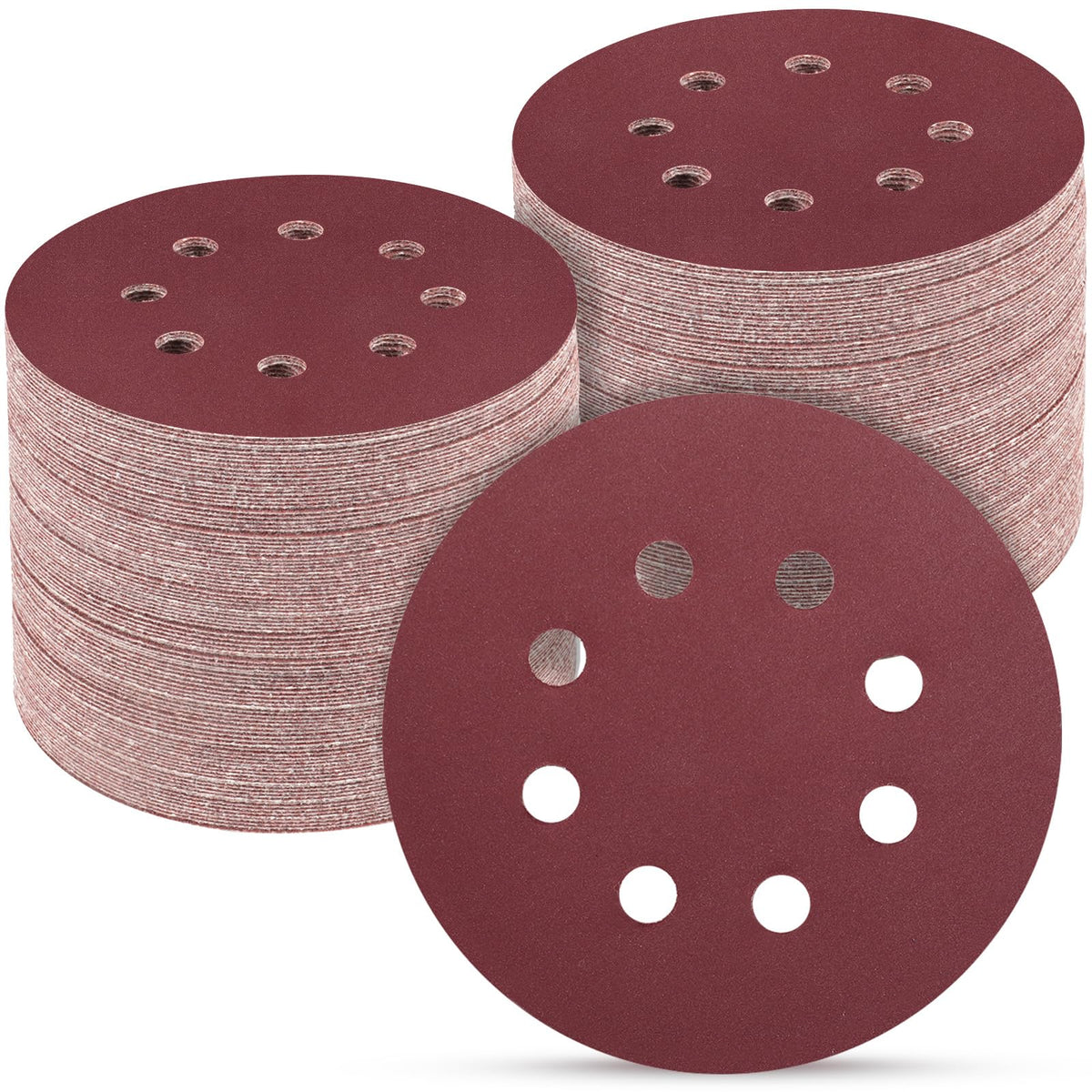 POTUINOM 5-inch sanding disc with 8 holes for fast material removal.