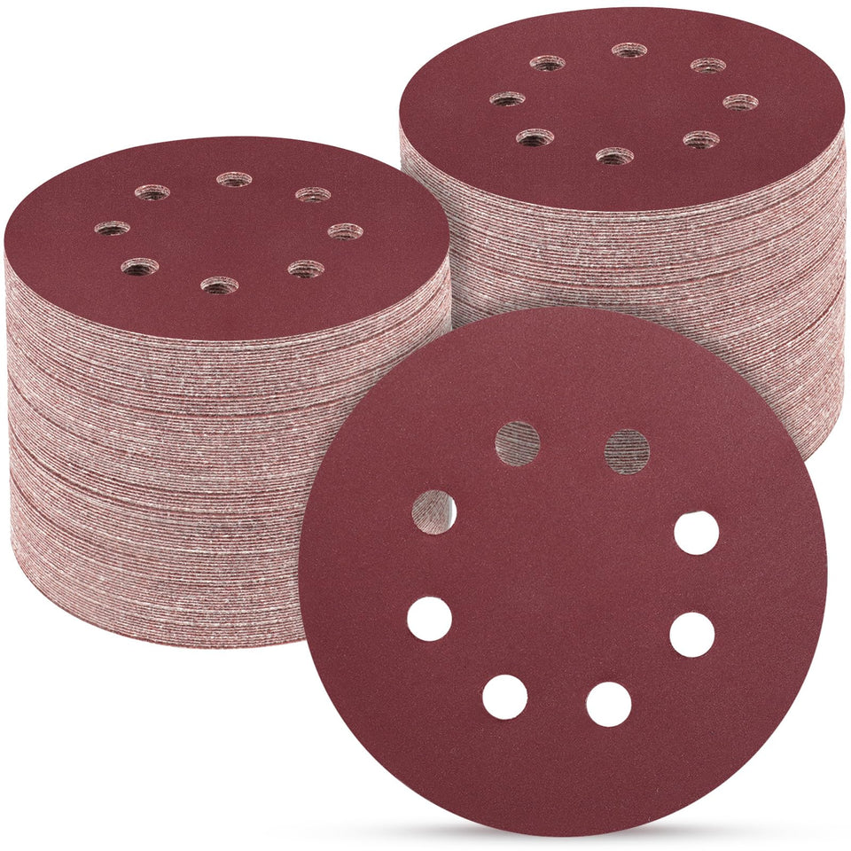 POTUINOM 5-inch sanding disc with 8 holes for fast material removal.