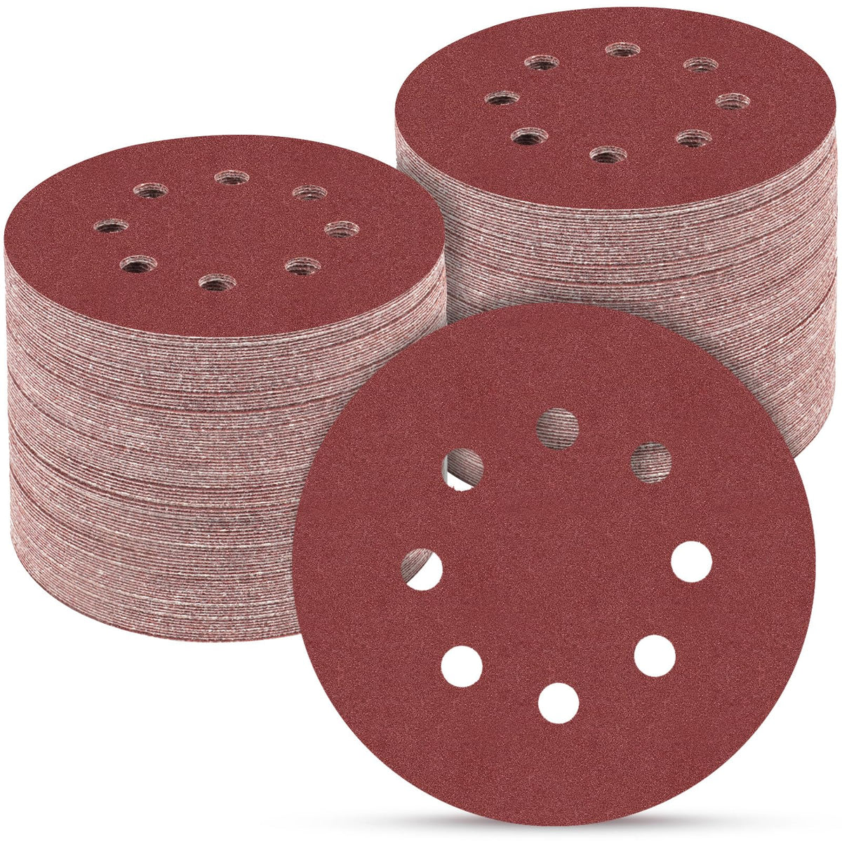 POTUINOM 5in sanding disc with 8-hole pattern on a sander for dust removal