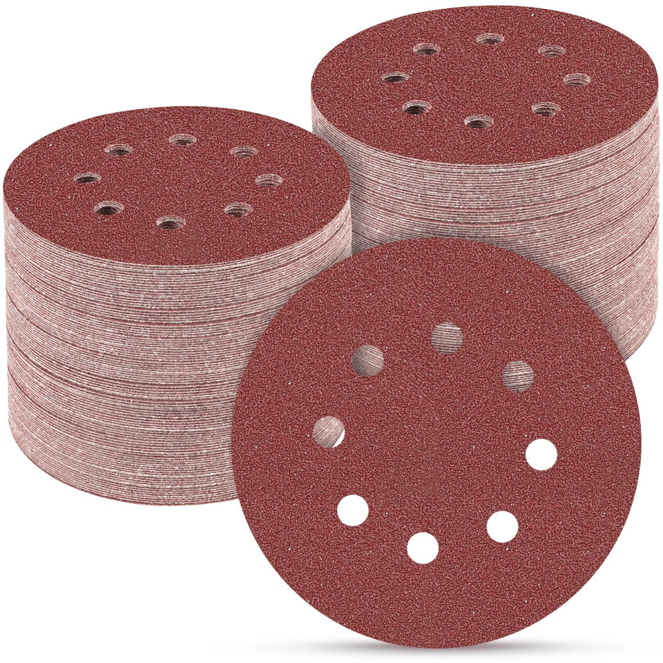 POTUINOM 5-inch sanding disc 80 grit with 8-hole back for secure attachment and smooth sanding.
