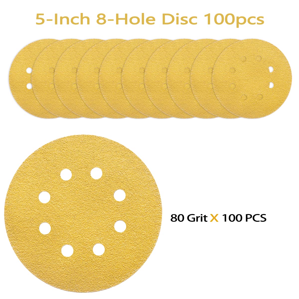 POTUINOM 5-inch sanding disc with hook-and-loop attachment for fast changes.