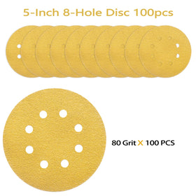 POTUINOM 5-inch sanding disc with hook-and-loop attachment for fast changes.
