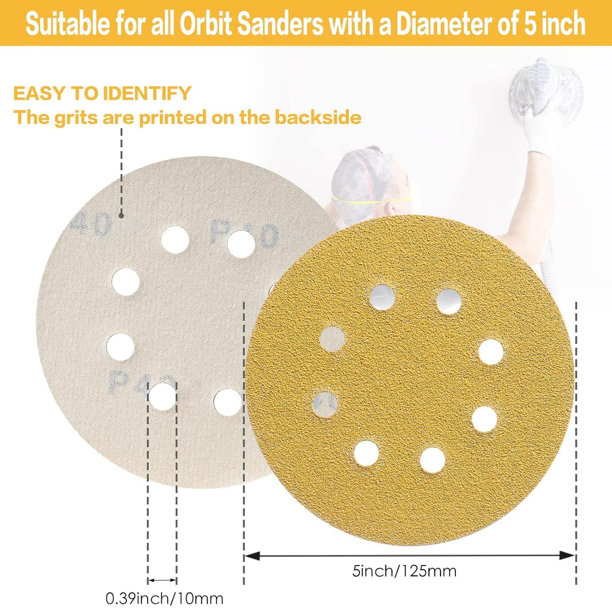 POTUINOM 8-hole dust extraction disc promotes cleaner work surfaces.