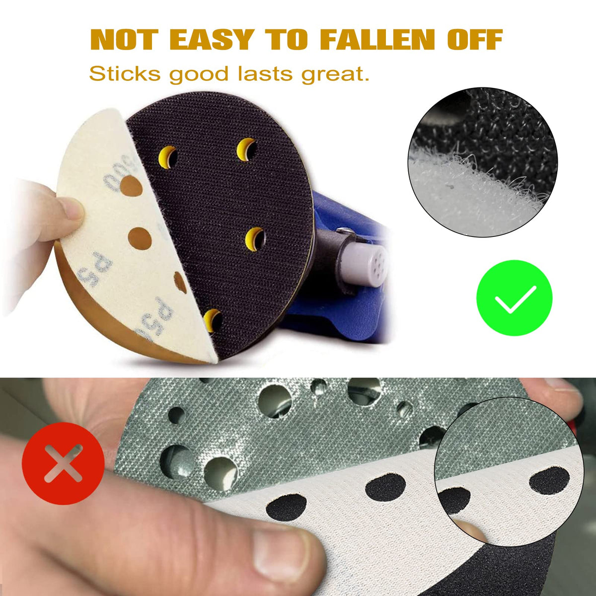 POTUINOM 8-hole disc features dust extraction to keep work surfaces cleaner.